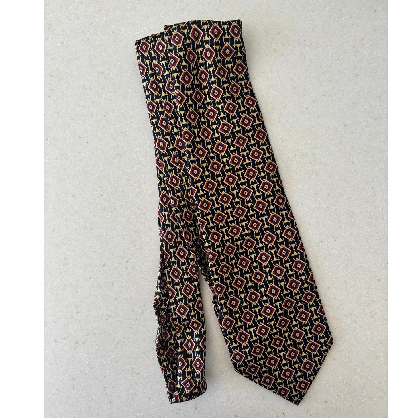 Fendi Roma Vintage 100% Silk Geometric Print Tie Made In Italy Designer